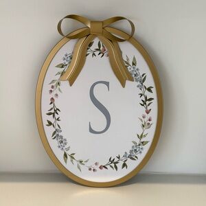 NEW Gold “S” Nursery Wall Decor with Bow and Floral Design